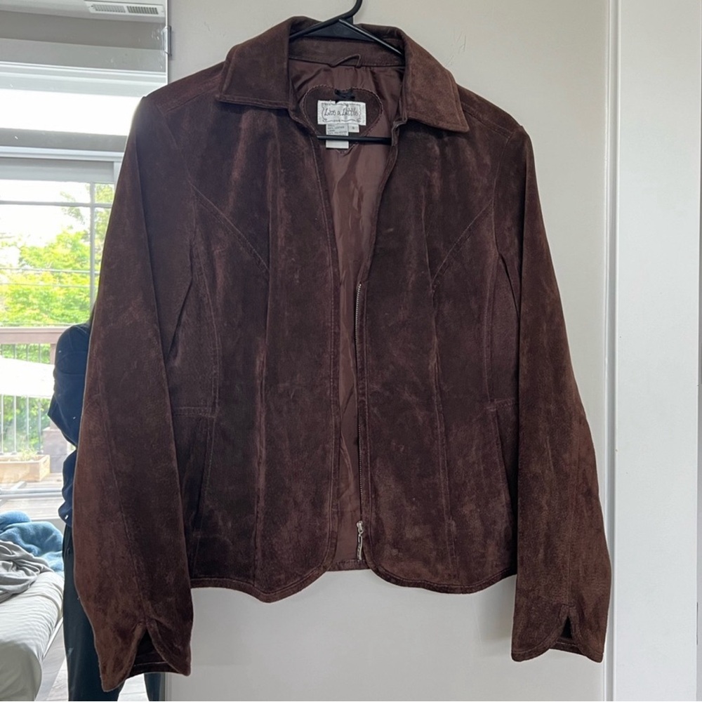 Suede Leather Jacket - Live a Little - Brown Jacket